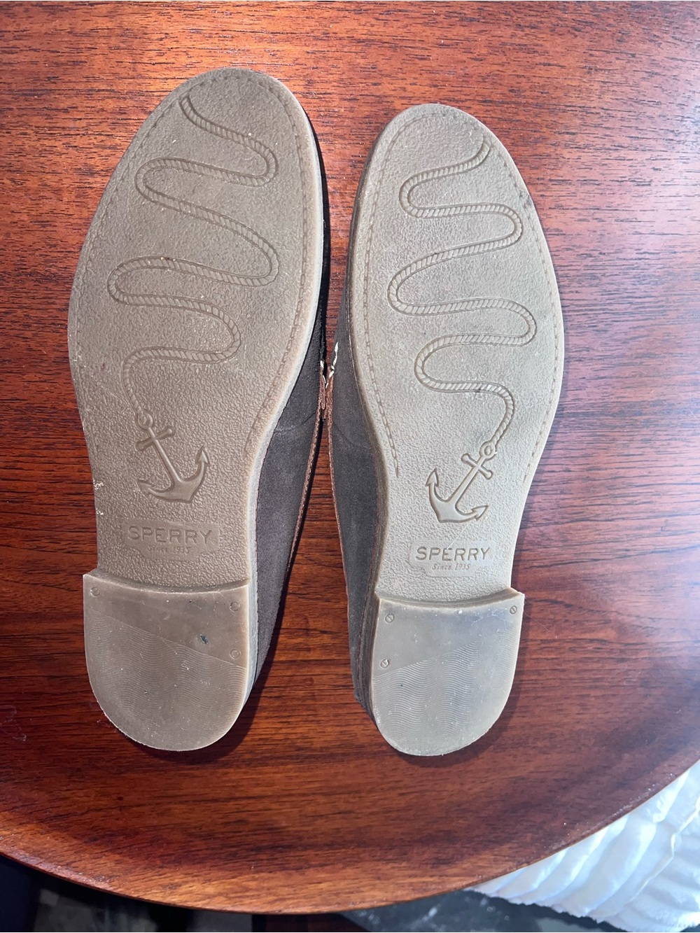 Sperry Brown Suede with Tan Leather Penny Loafers - Picture 7 of 8